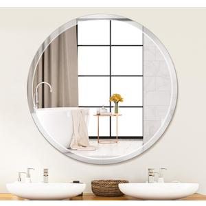36" x 36" Frameless Round Wall Mirror Beveled Edge Bathroom Circle Mirror for Home Decor