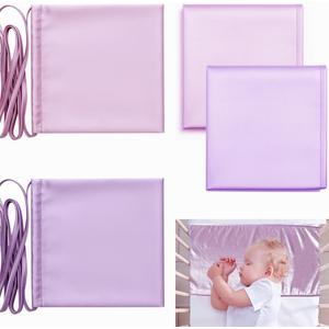2 Pcs Satin Bassinet Sheet Baby Hair Protect Soft Silk Feeling Sheet Baby Bassinet for Rectangle Cradle Pad Mattress Newborn Infant (Pink+Purple)