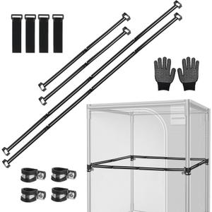 Heavy-Duty Grow Tent Mounting Bars, Durable Side Support Pole with Non-Slip Hook and Loop Straps for Indoor Grow Tents to Prevent Wall Suction (2 * 4)