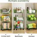 Delamu 3-Tier Metal Rolling Cart for Kitchen, Bathroom, Office  Plastic Utility Storage Carts with Wheels  Ideal for Small Spaces, Pantry, Classroom, Workshop Organization and Storage, Green
