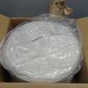 Wimarsbon Pouf Ottoman, 100% Cotton Knitted Boho Footstool, Round Footrest with Non-Skid Wood Legs, Home Décor Handmade Pouffe, Leisure Floor Step Stool for Living Room (Beige)