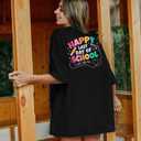 Last Day of School Shirt Women - Teacher Life Shirts Pencil Graphic Tee Graduation Gift Short Sleeve Tee Tops (Black, S)