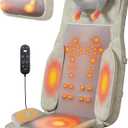 Rainwolf Shiatsu Neck and Back Massage Cushion with Heat - 4D Deep Tissue Kneading Full-Back Massager for Relief Muscle Soreness, Adjustable Intensity & Height, for Office Chair & Home (Brown)