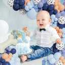 147 Pcs Blue Balloons Arch Garland Kit,Dog Paw Birthday Party Decorations, Haze Gray Nude Navy Blue Balloons with Bone Foil Balloons for Boys Girls Baby Shower Puppy Party Supplies