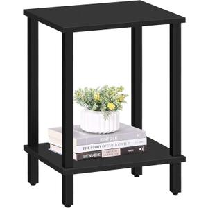 TUTOTAK End Table, Side Table, Nightstand, 2-Tier Storage Shelf, Sofa Side Table for Small Space, Living Room, Bed Room Black TB01BK034