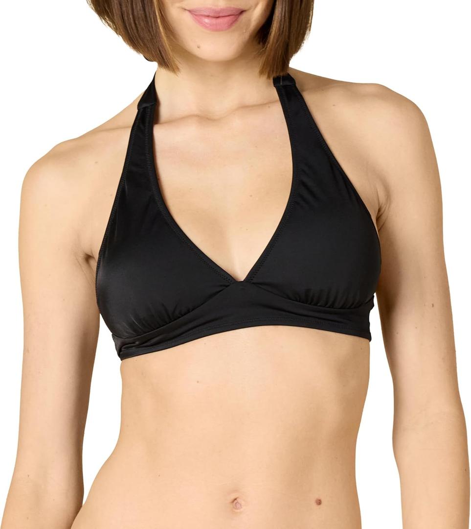 Amazon Essentials Women's Light-Support Tie Halter Bikini Swimsuit Top (Available in Plus Size)