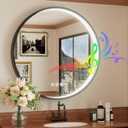 30 Inch Round LED Bathroom Mirror with Dual Bluetooth, 3 Color Temperatures (3000K/4500K/6000K), Anti-Fog, Dimmable, Black Frame Round Vanity Mirror with Lights and Bluetooth