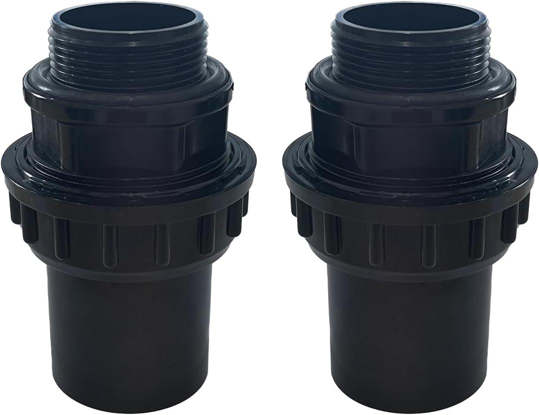 MAYGO 1-1/2'' PVC pool pump fitting couplingSlip Union Socket Joint Adapter Connector Suitable for 1-1/2 pipelines 2 Pcs Joint Only applicable to products with internal threads (Separable)