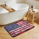 Rustic American Flag Bathroom Rugs 24x16 Inches | Water Absorbent Soft Non-Slip Bath Mat Machine Washable Mats for Showers Laundry Rooms Indoor Doors Decor
