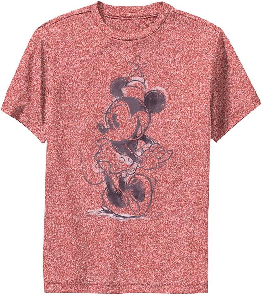 Disney Characters Sketchy Minnie Boy's Performance Tee (Red Heather)