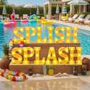 Honoson 12 Pcs Summer Splish Splash Party Decorations Light Sign Summer Pool Theme Lights Table Decoration for Beach Swimming Water Luau Hawaiian Tropical Party Decor