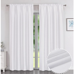 Chyhomenyc Uptown Faux Silk White Curtains 84 Inch Length 2 Panels for Bedroom, Light Filtering Soft Shiny Fabric Rod Pocket Window Drapes for Living Room, Each 40x84 Inches, 7 FT