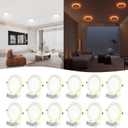 12 Pack 8 Inch 5CCT LED Recessed Ceiling Light with Night Light, Dimmable Canless Wafer Downlight, 2700K/3000K/3500K/4000K/5000K Selectable, Ultra-Thin, 15W, ETL, White