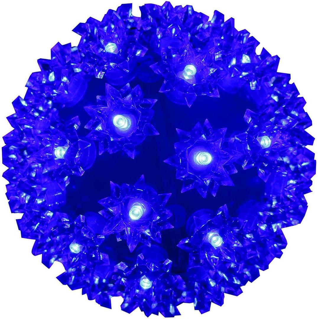 Christmas Lighted Ball 7" Outdoor Hanging Sphere Lights Orb 100 LED Blue Starlight Sphere for Tree, Porch, Gazebo, Bedroom Decorations (Green Wire- Blue)
