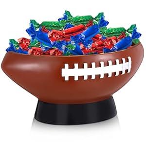 Reallnaive 1 Pcs Football Shaped Snack Bowl Football Serving Tray Reusable Charcuterie Bowl Resin Appetizer Serving Dish for Candy Chips Popcorn Sport Birthday Party Decoration Tailgate Dinner