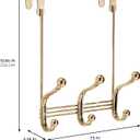 iDesign 3-Double Hook Over-The-Door Rack for Clothes, Towels, or Accessories - Soft Brass
