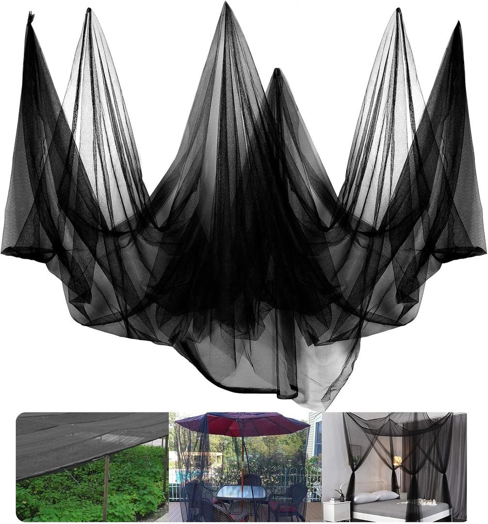 20x10Ft Mosquito Netting Garden Mesh Netting, Fly Bird Net Barrier Hunting Blind Plant Protecting Net, 3x6m Black