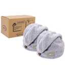 myHomeBody Hair Towel Wrap, Luxury Quick Drying Turban, Ultra Soft Absorbent Charcoal Fiber Cap, with Coconut Shell Button  2 Pack