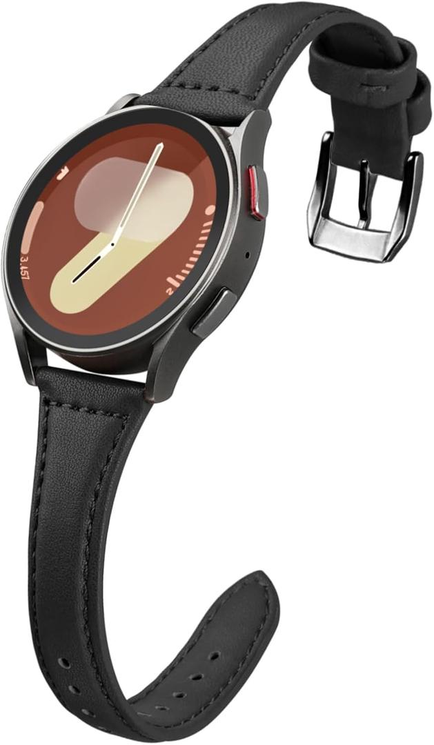 Slim Leather Bands Compatible with Samsung Galaxy Watch 7/6/5/4/FE 40mm 44mm,Watch 5 Pro 45mm/Watch 4 Classic/Watch 3 41mm, 20mm Watch Band for Women
