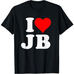 I Love JB Heart Gift T-Shirt, Size Medium