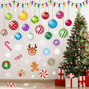 IMISHM Removable Christmas Wall Stickers - Candy Balls Ornaments Sticker for Wall, Refrigerator, Window, Door Decor