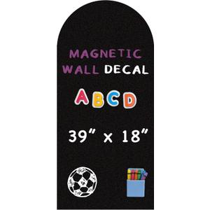 YOUNGJQ Magnetic Arch Wall Decal, Magnetic Chalkboard for Wall 39" x 18" Adhesive Backing Wallpaper for Playroom Home(Black)