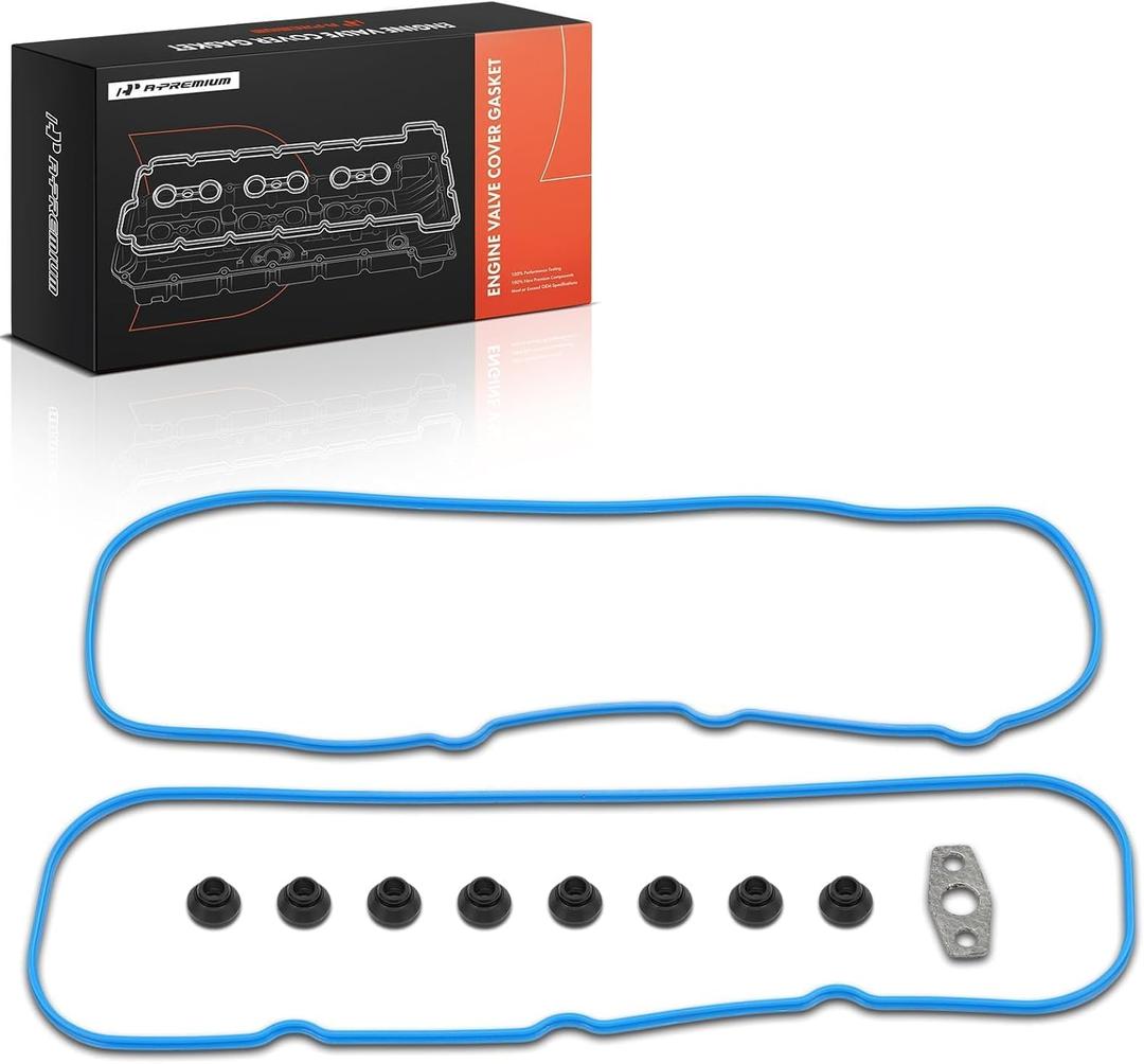 A-Premium Engine Valve Cover Gasket Set For 4.8L 5.3L 6.0L 6.2L - Chevy, GMC, Cadillac, Buick - Silverado, Sierra, Impala, Tahoe, Camaro, Caprice, Suburban, Trailblazer, Escalade, LaCrosse, VS50504R1