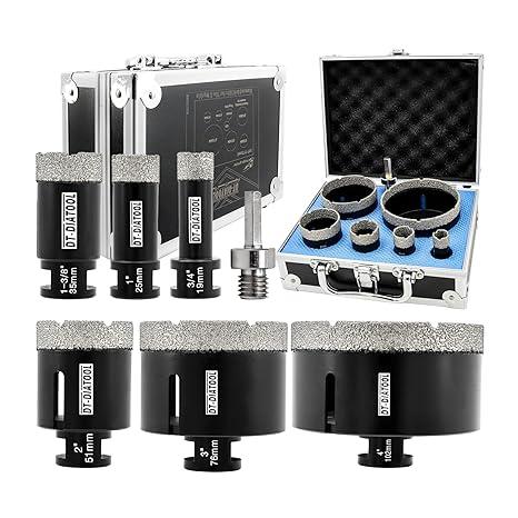 BRSCHNITT Diamond Core Drill Bits Set 19/25/35/51/76/102mm Tile Hole Saw Kit 6pcs for Porcelain Tile Granite Marble Masonry Brick