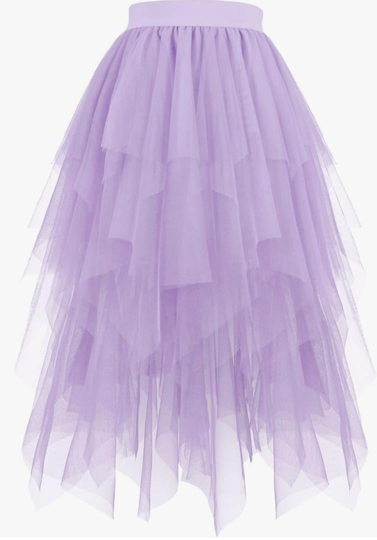 Hanpceirs Women's Tulle Skirts High Low Layered A-line Midi Skirt Irregular Tutu for Women XXL
