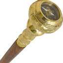 FYNJREX Travelers Compass Gentleman's Walking Stick, Fancy Cane for Women, Brass Handle and Hardwood Cane, Fold able Wooden Canes, Gift Idea