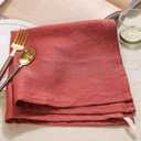 Amazhiyu Pure Linen Dinner Napkins Washable Reusable, Set of 4, 17x17inch, Dark Red