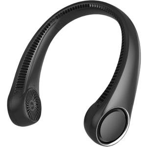 Portable Neck Fan, Hands Free Bladeless, 360 Cooling Personal Fan, Wearable Quiet Fan for Outdoor Indoor, Birthday Gifts for Men Women Mom Dad, 4000mAh Battery USB Rechargeable, 3-Speeds( Black)