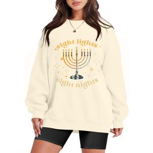 FASHGL Women Y2K Sweater Oversized Streetwear Sweaters Long Sleeve V Neck Pullover Jumper Knit Top Cute Number Graphic Top (XX-Large, Apricot 0)