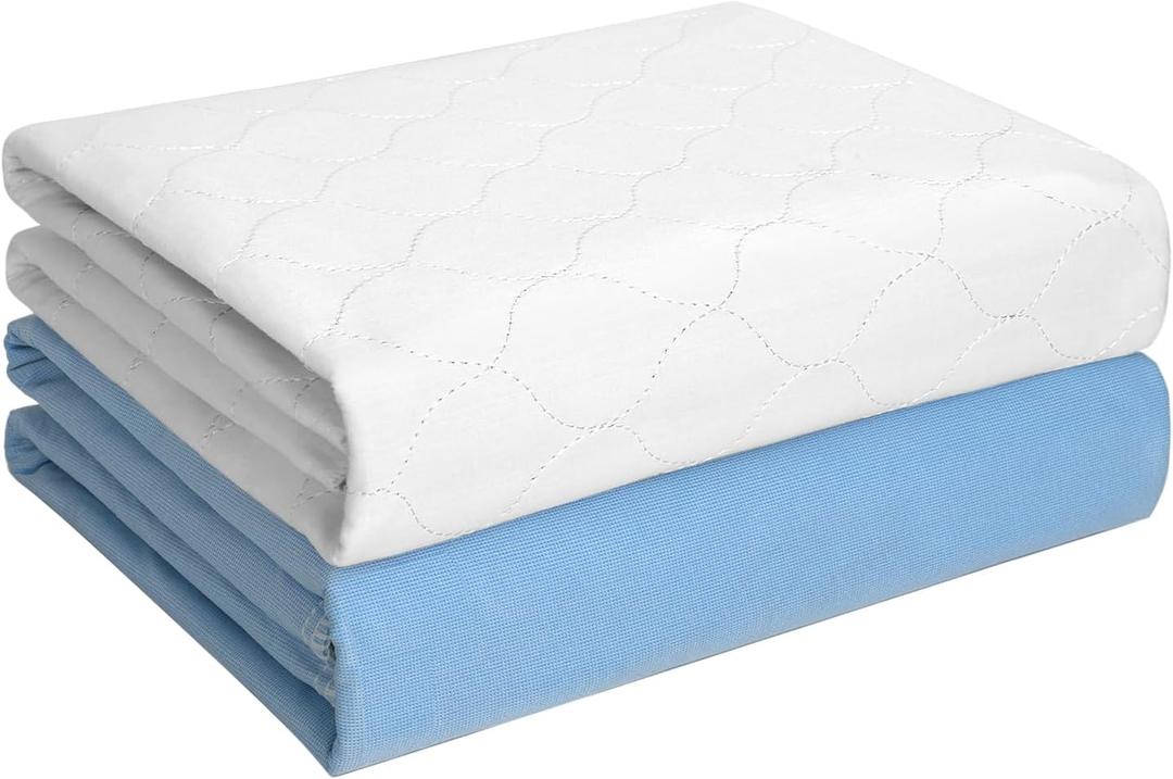 Heavy Absorbency Bed Pad, Washable and Reusable Incontinence Bed Underpads, 34" x 52" (2 Pack), Waterproof Mattress Protector