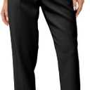 Women's High Waisted Business Trousers Straight Leg Pleated Office Slacks Pants (Medium, Black)