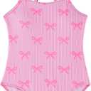 Girls One Piece Swimsuits Cute Summer Beach Crossback Swimwear Sport Bathing Suit with Adjustable Strap, 11-12Y