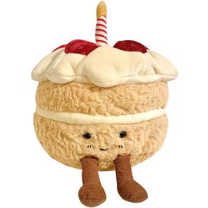 Birthday Cake Plush, 7.9" Cute Birthday Stuffed Animal for Girls, Funny Food Plushie, Soft Cake Toy Gift for Kids