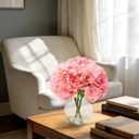 Light Pink Hydrangea Artificial Flowers with Glass Vase, Real Touch Faux Hydrangea Arrangement with Faux Water, Ready-to-Display Table Centerpiece for Bathroom, Shelf, Home Dcor