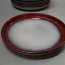 KINGSTONE Dinnerware Set for 4, Red Reactive Glaze Plates and Bowls Sets12-Piece Stoneware Dish Set, Handmade Ceramic Dinner Plate, Scratch Resistant, Microwave, Dishwasher & Oven Safe, Stackable