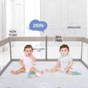 Fodoss Baby Playpen with Mat, 59x59in Playpen for Babies and Toddlers, Kids Play Pen, Extra Large Baby Fence for Infants with Playmates, Toddler Playard