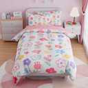 SANDJEST Floral Twin Bedding Sets for Girl, Ultra Soft Microfiber Comforter Bed Set with 3-Pieces, Flower Comforters Sets for Kids Children Girl Teen Tween Bedroom Decor