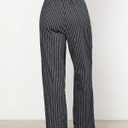 GRAPENT Womens Plus Size Pants Black Linen Pants Women Black and White Striped Cotton Pull on Women Linen Size 18 White Stripe X-Large US 16 to 18