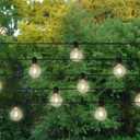 Holiday Bright Lights Belle Luci Solar String Lights 20FT, 20 Warm White G40 LED Bulbs with 12-Inch Spacing, Outdoor Bistro Patio Decor