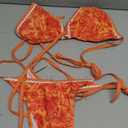 WDIRARA Women's 2 Piece Boho Swimsuits Floral Print Halter String Triangle Bikini Set Beach Bathing Suit (Large, Orange Multicolor)