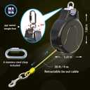 30ft Dog Tie Out Cable and Retractable Dog Leash, 2-in-1 Lead for Zipline, Aerial Run Cable Trolley Or Anchor, No Tangle Retractable Tie Out Reel for Camping Or Yard