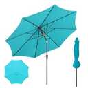 Benass 9ft Outdoor Patio Umbrella with One Push Button Tilt and Crank, 8 Sturdy Fiberglass Ribs Market Table Umbrella (Turquoise)
