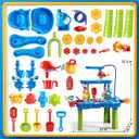 Auto 3-Tier Sand and Water Table with Pump, Summer Outdoor Beach Outside Backyard Activity Sensory Sand Water Table, Birthday Gifts for Toddler Boys Girls Ages 3 4 5 6 7 8
