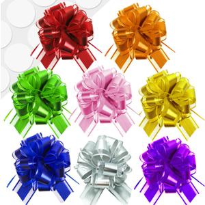 Pull Bows for Gift Wrapping: 8 PCS 6-Inch Waterproof Multiple Colors Bows - Reusable Mother's Day Ribbon Bow for Wrapping Boxes & Decorative Accents