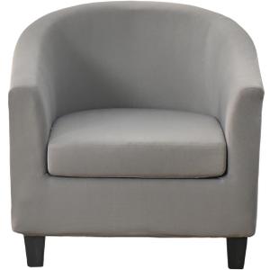 CRFATOP 2-Piece Club Chair Slipcover, Stretch Barrel Chair Covers, Soft Armchair Covers, Removable Furniture Protector, Floral Pattern, Color A36, Furniture Cover for Living Room (Solid Light Grey)