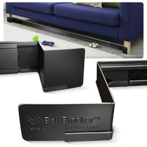 Under the Couch Blocker - Made in the USA - Adjustable Furniture Gap Blocker 26 Ft Length, No-Tool Install - Stops Toys & Pet Balls from Rolling Under Couch - Black (4")
